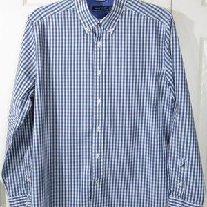 Nautica Men's Blue Check Buttondown Dress Shirt, L, Excellent Condition!